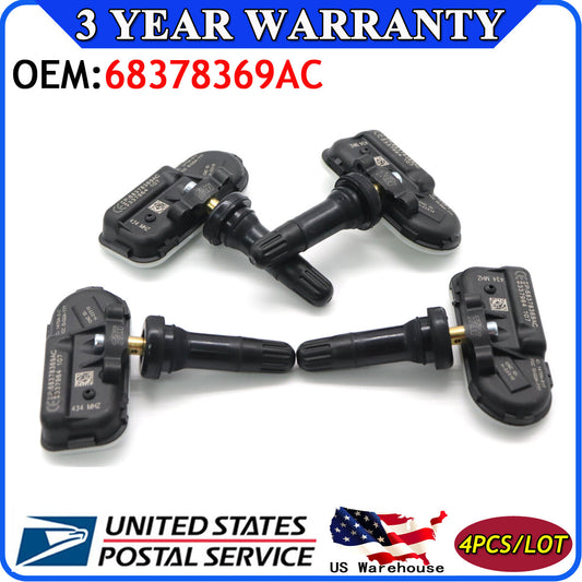 68378369AC Tire Pressure Sensor 4-Piece TPMS for Jeep Door for RAM 2500 14-19 434MHz