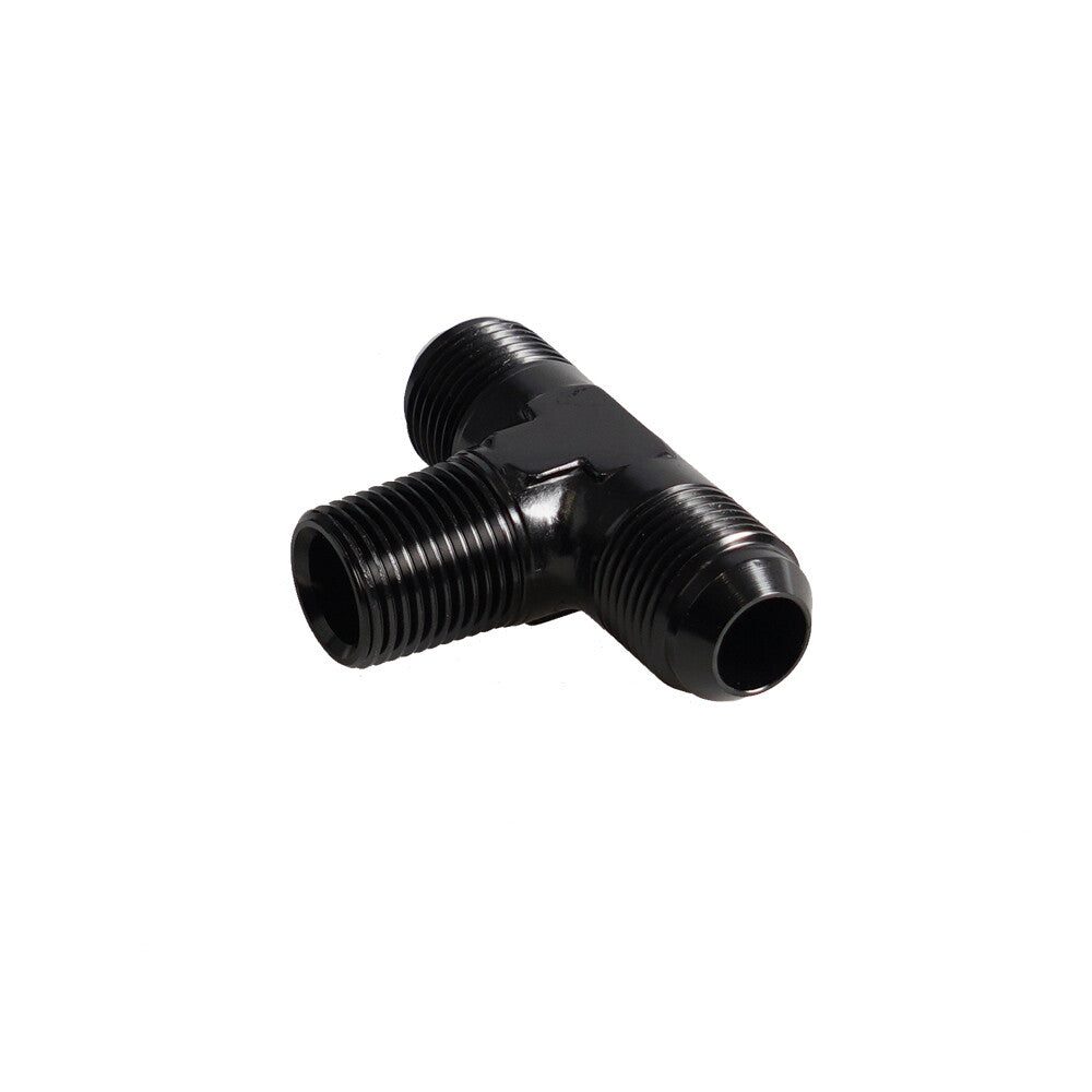10AN AN10 Male Flare Union Tee T Block Fuel Fitting Adapter Aluminum Black
