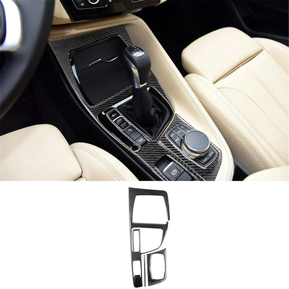 3Pcs Carbon Fiber Automatic Gear Shift Panel Cover Trim for BMW X1 F48 2016-2018