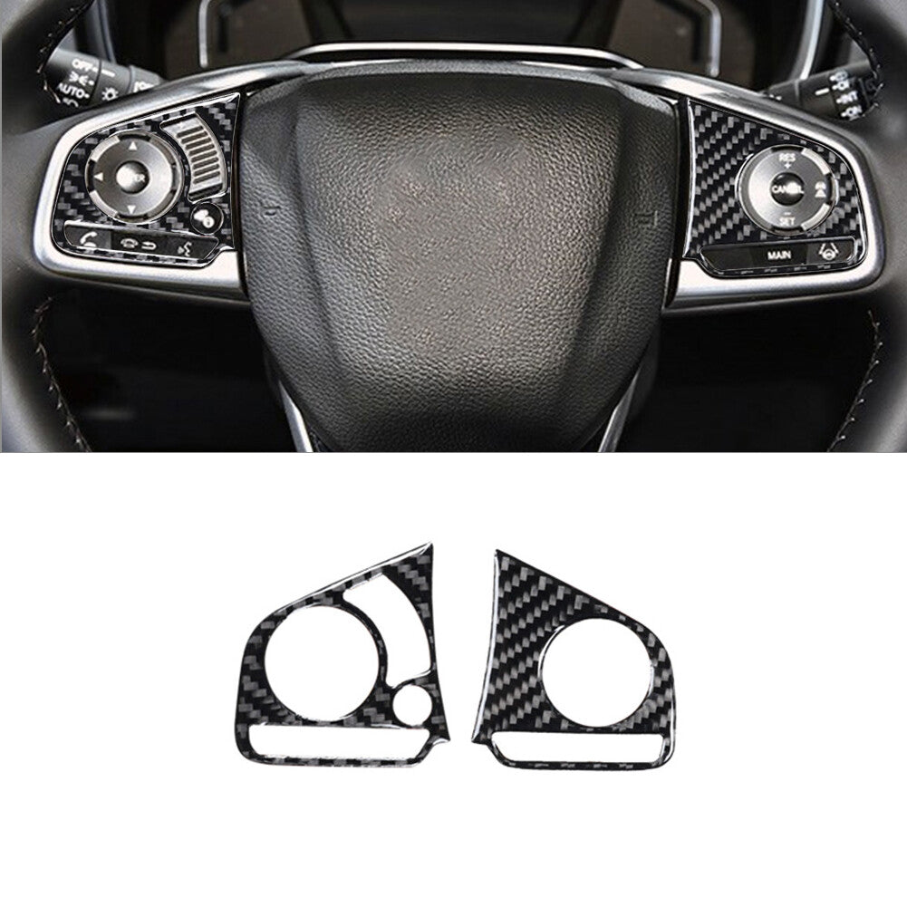 Carbon Fiber Interior Steering Wheel Button Cover Trim for Honda CR-V 2017-2021