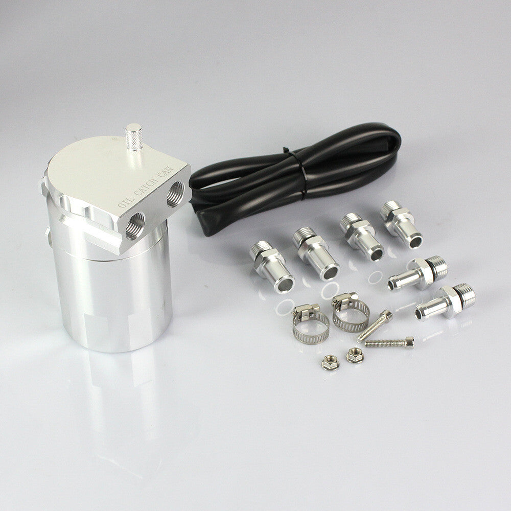 Silver universal aluminum oil tank kit, reservoir, confusion tank, breathing filter