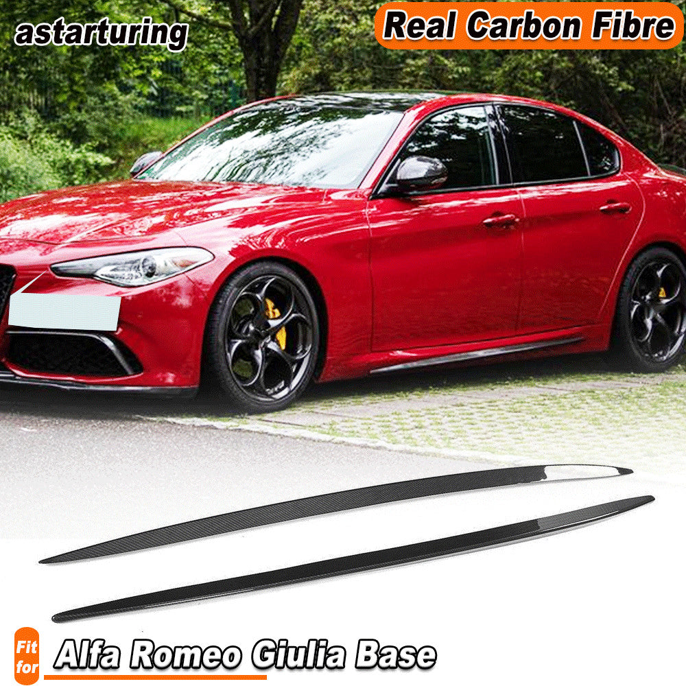 for Alfa Romeo Giulia Sedan 2015+ REAl Carbon Side Skirts Extension Lip Spoiler