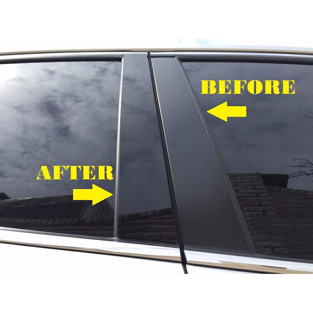 for Nissan Tiida Hatchback 2005-10 Piano Black Pillar Posts Door Window Trim 8P