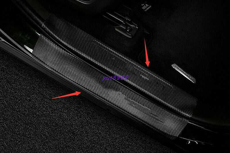 for Toyota Highlander 2020-23 Carbon fiber PU Welcome Pedal Door Sill Scuff Trim