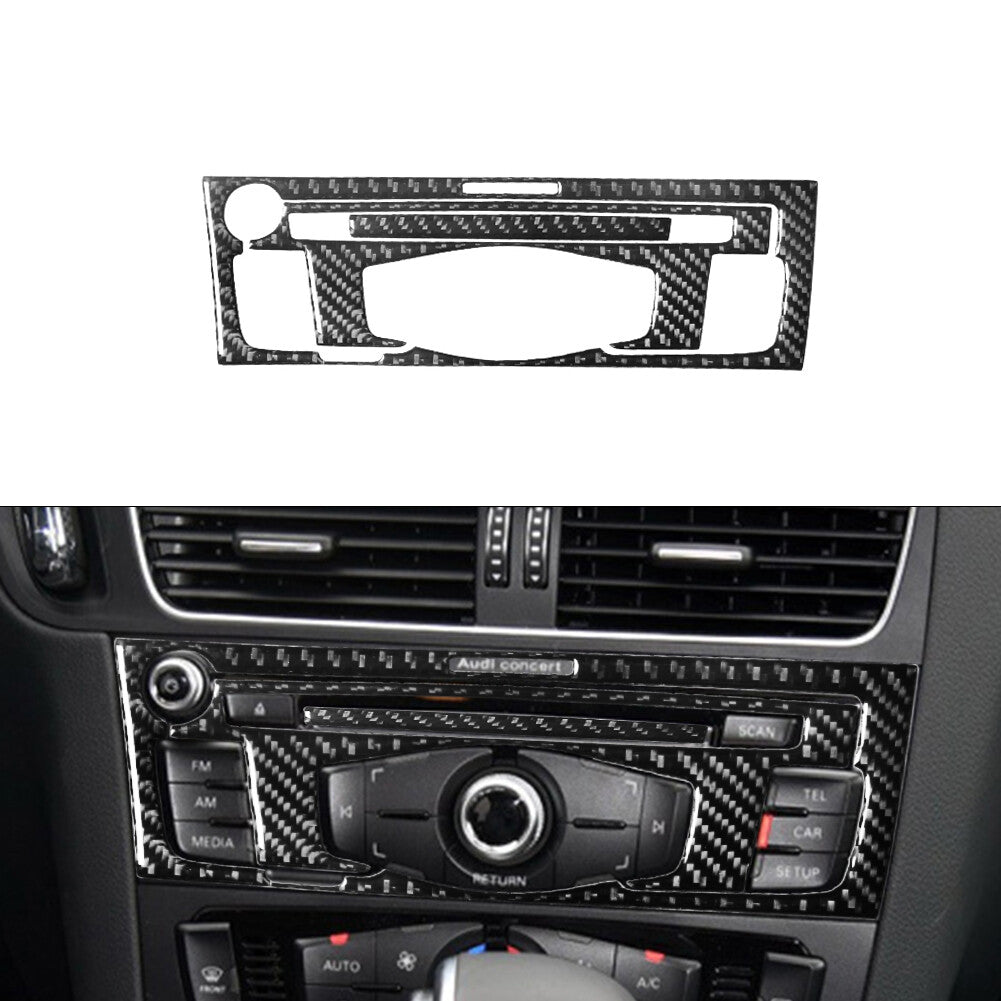 3Pcs CD Player Radio Frame Trim Cover Decor Carbon Fiber for Audi Q5 2009-2017