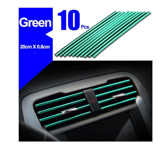 10-piece car air conditioning socket decorative molding trim strip, green, suitable for Toyota