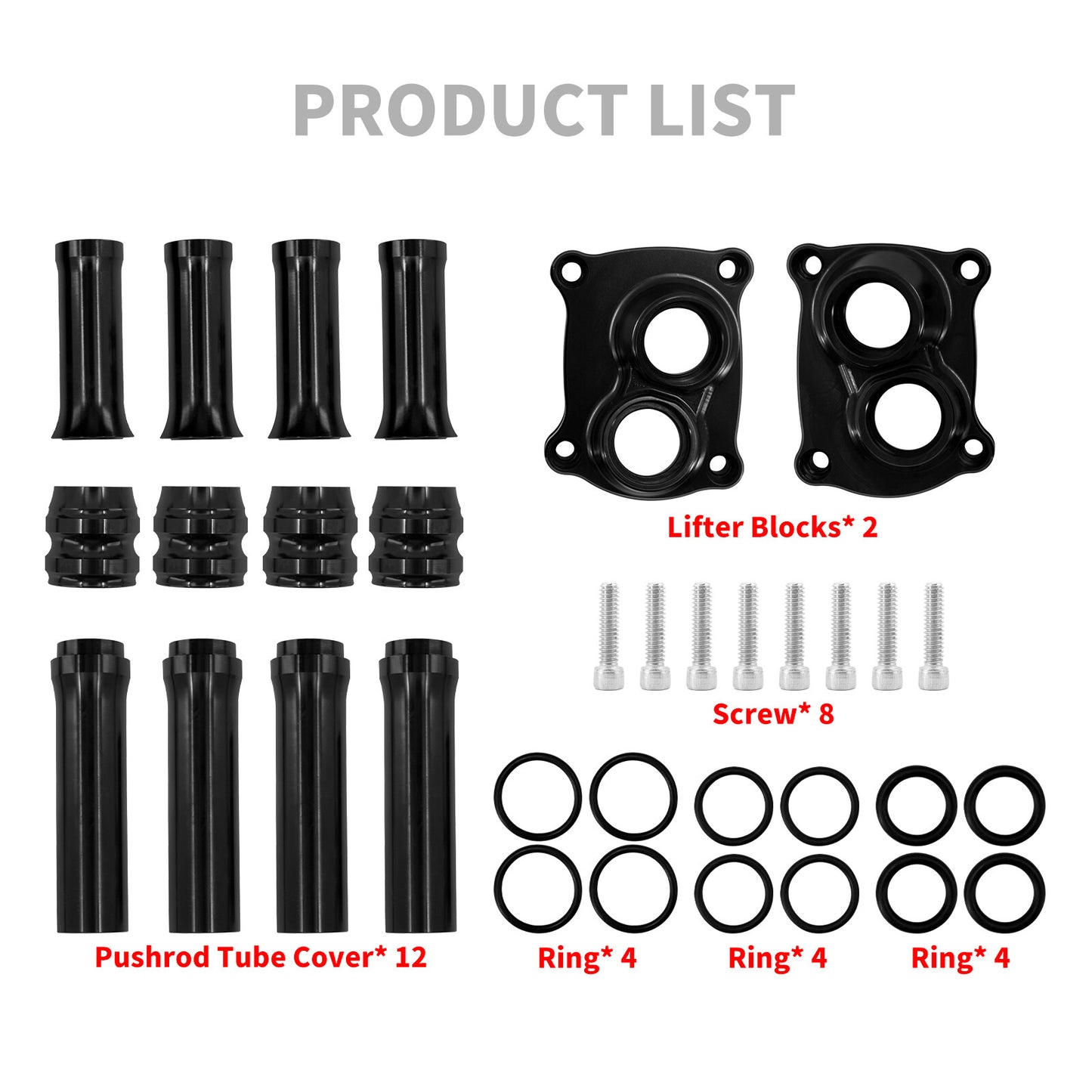 Black Lifter Block Pushrod Tube Cover for Harley Touring Road Electra Glide 17+