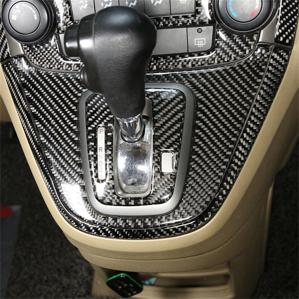 Carbon Fiber Interior Gear Shift Outer Frame Trim Fit for Honda CRV CR-V 2007-11