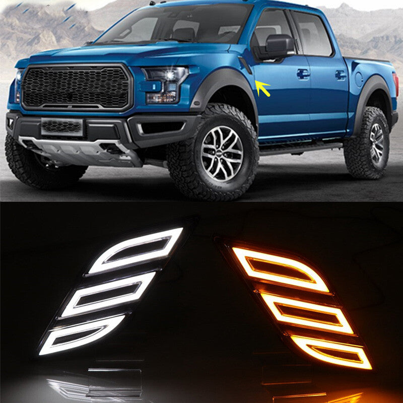 Fender Vent LED DRL Side Marker Light Turn Signal for Ford F150 2017-19