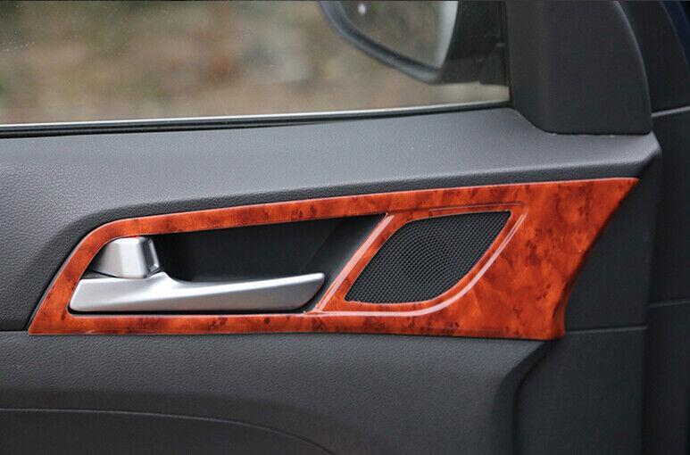 Fit for Hyundai for Tucson 2015-2018 Peach Wood Interior Door Handle Cover Trim 4PCS