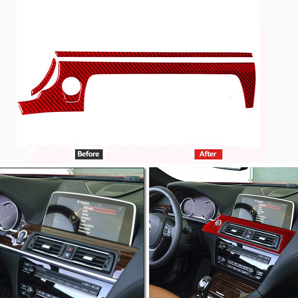 Red Carbon Fiber Center Air Vent Outlet Frame Cover Trim for BMW 6Series F12 F13