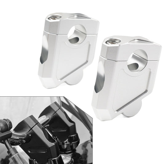 Motorcycle 7/8 22mm Handlebar Bar Mount Clamp Riser Silver for Honda for Suzuki