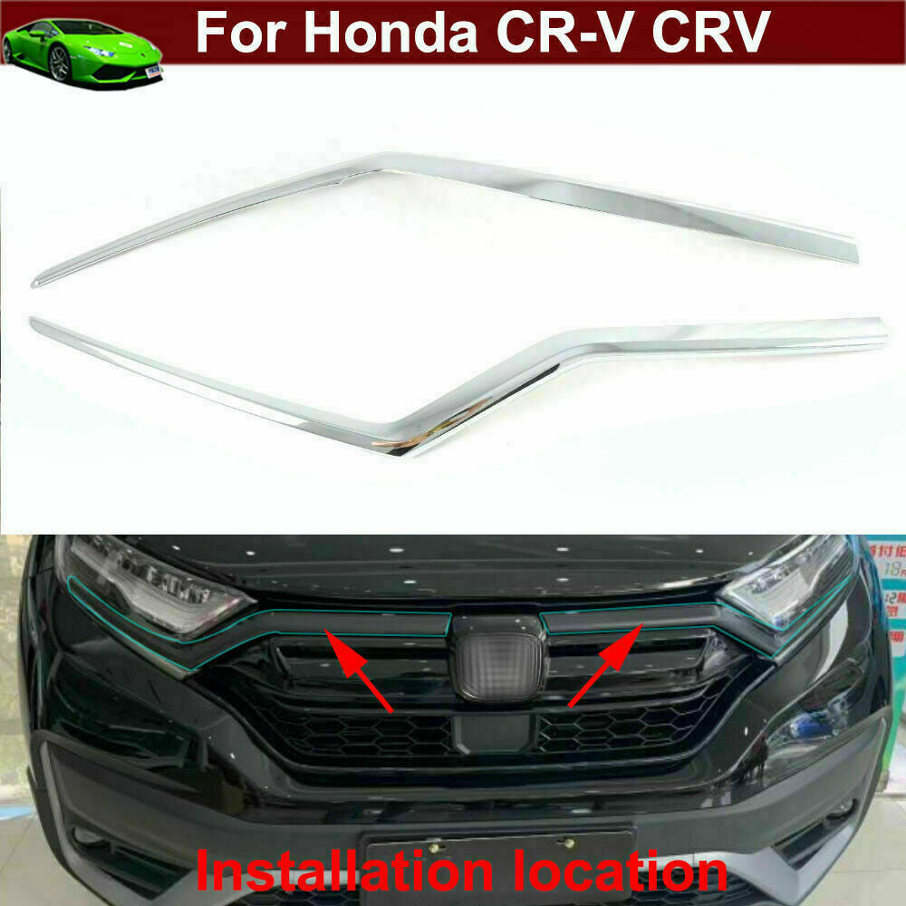 2P Chrome Headlight Eyebrow Lower Trim Decor Strips for Honda CRV CR-V 2017-2022