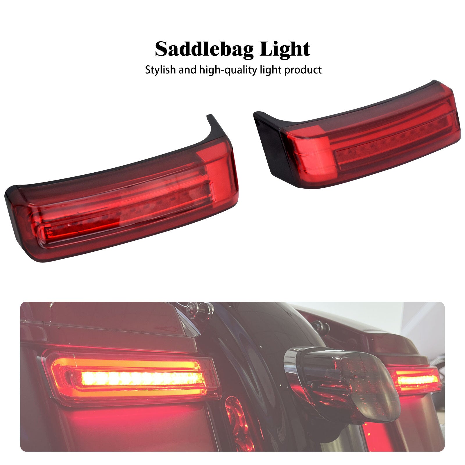 Saddlebag LED Turn Signal Brake Lights w/ Red Lens for Harley Touring CVO Style