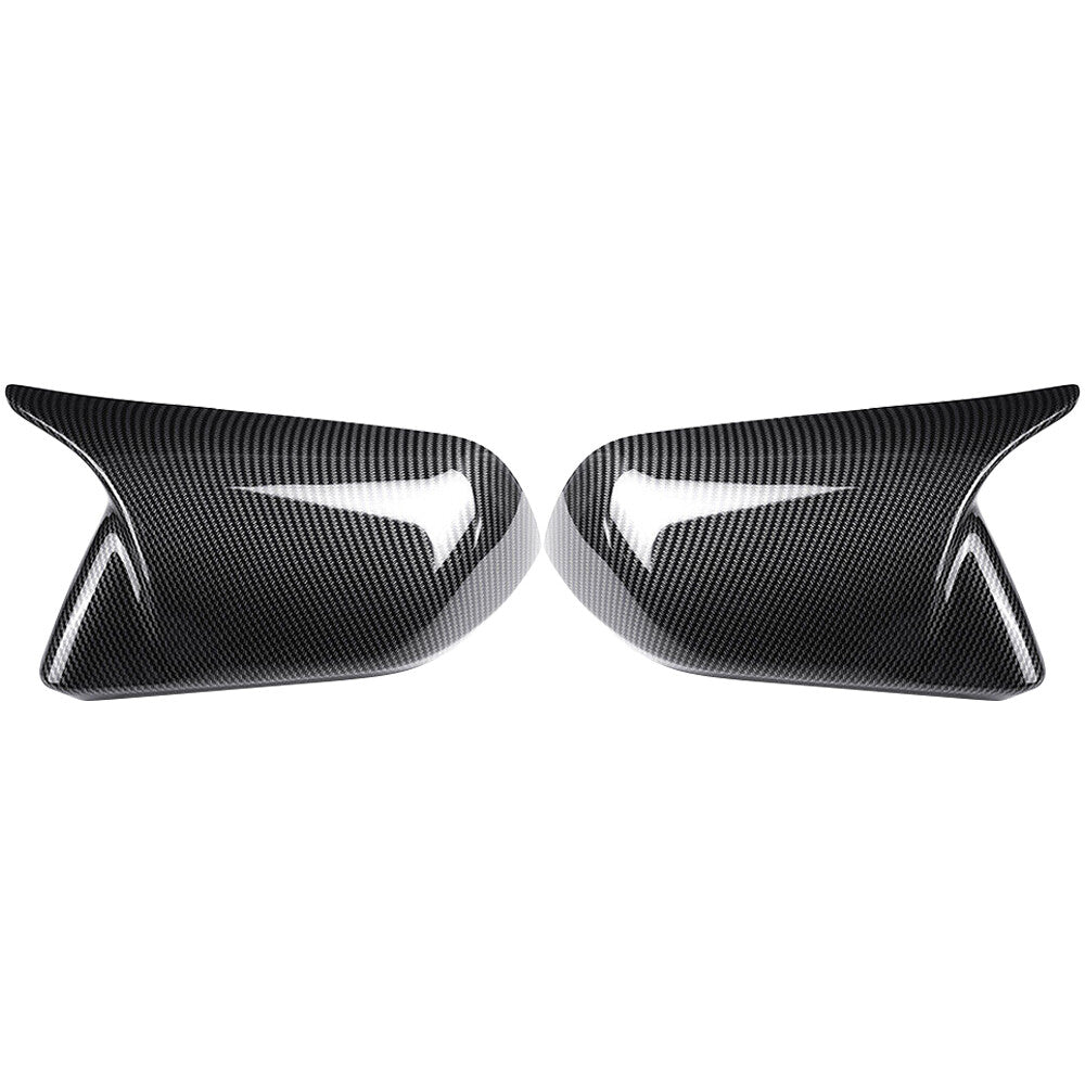 Horn Style Rearview Side Mirror Cover Carbon Fiber Black for Mustang 2015-2022