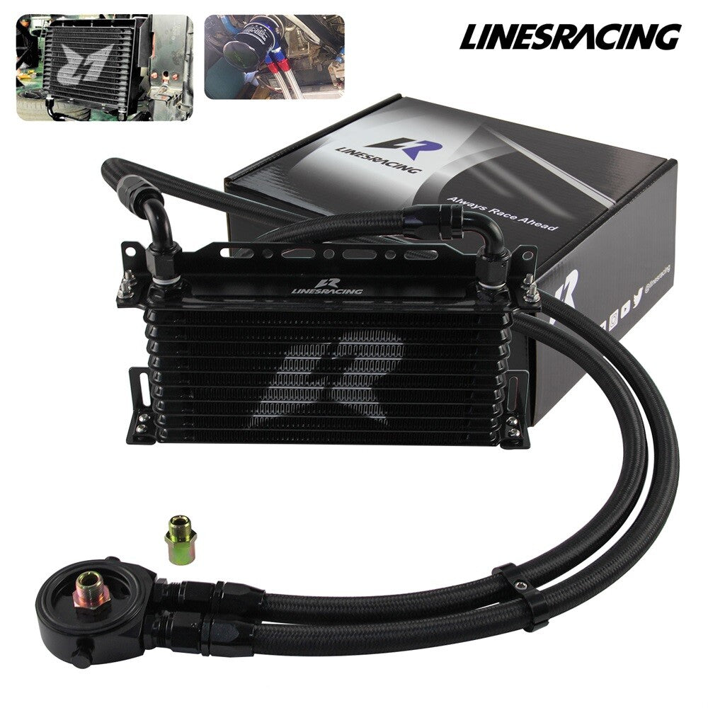 10 Row AN10 Oil cooler Trust w/Bracket+Filter Adapter Hose Kit 3/416  M201.5