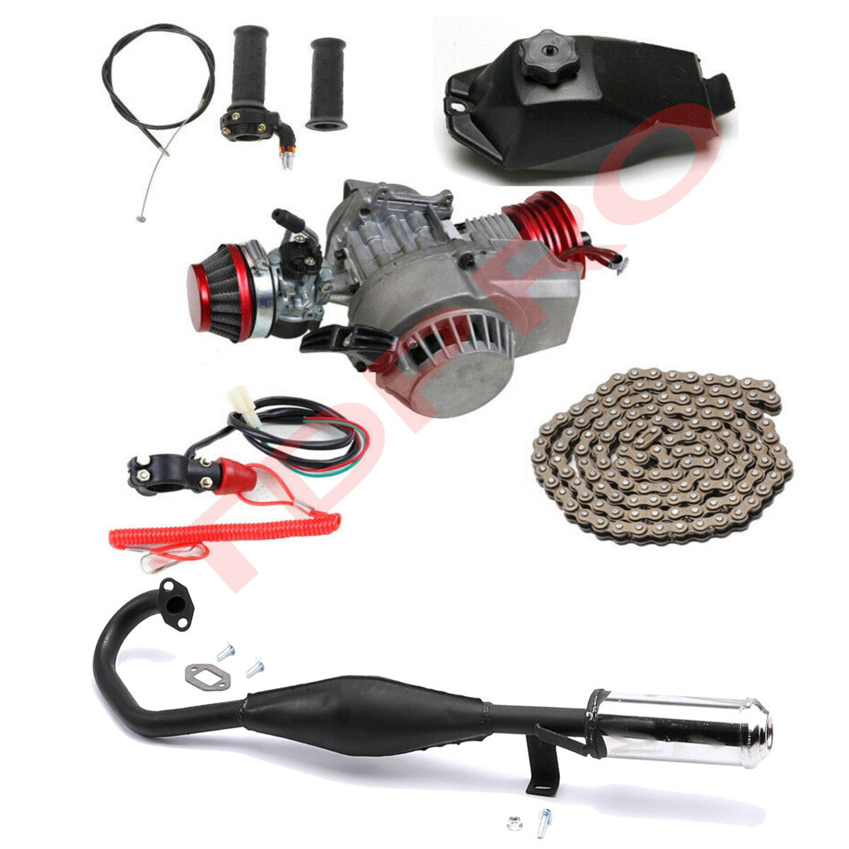 Big Bore 49cc/50cc Motor Kit 2-Stroke Pocket Bike/All-Terrain Vehicle Pull-Start Four-Wheel