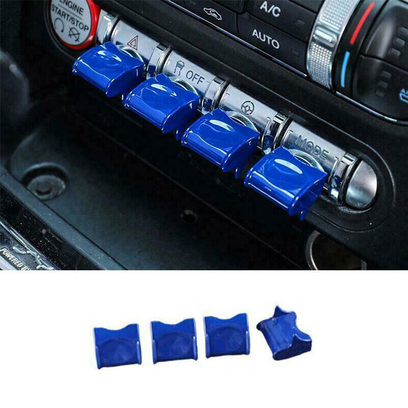 Painted Blue Central Console Aircraft Button Trim Fit for Ford for Mustang 2015-2021