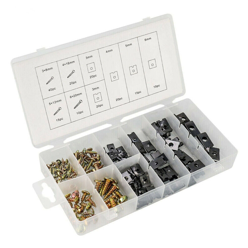 170 Pcs Set Auto Speed Nuts Fender Nuts Body Bolts Assortment