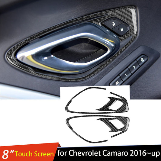 2¡ÁCarbon Fiber Interior Door Handle Panel Cover Fit for Chevrolet Camaro 2016-23