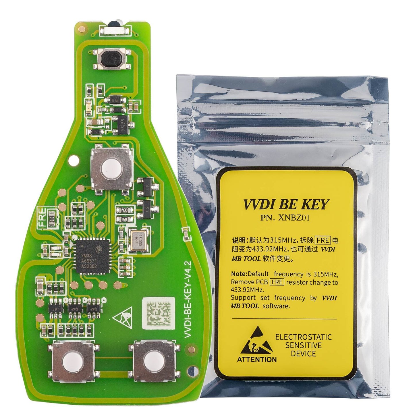 5x XNBZ01GL VVDI BE Key Pro Improved Version +3 Button Key Shell for Benz