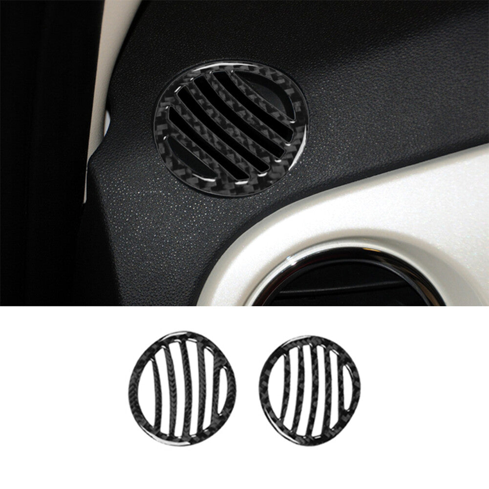 2Pcs Carbon Fiber Interior Dashboard Air Vent Cover Trim For 2012-2015 for Fiat 500