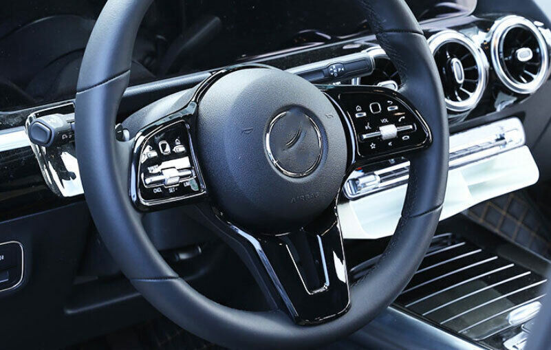 for Benz GLE GLS 2020-2022 Bright Inner Black Steering Wheel Frame Cover Trim 1P