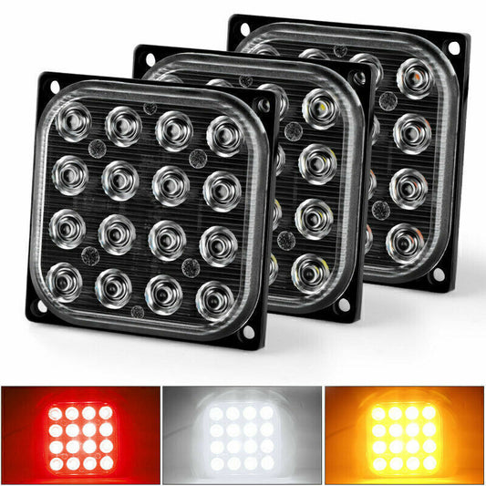 for Offroad Truck Square 16-LED Flashing Side Marker Indicator Brake Tail Light