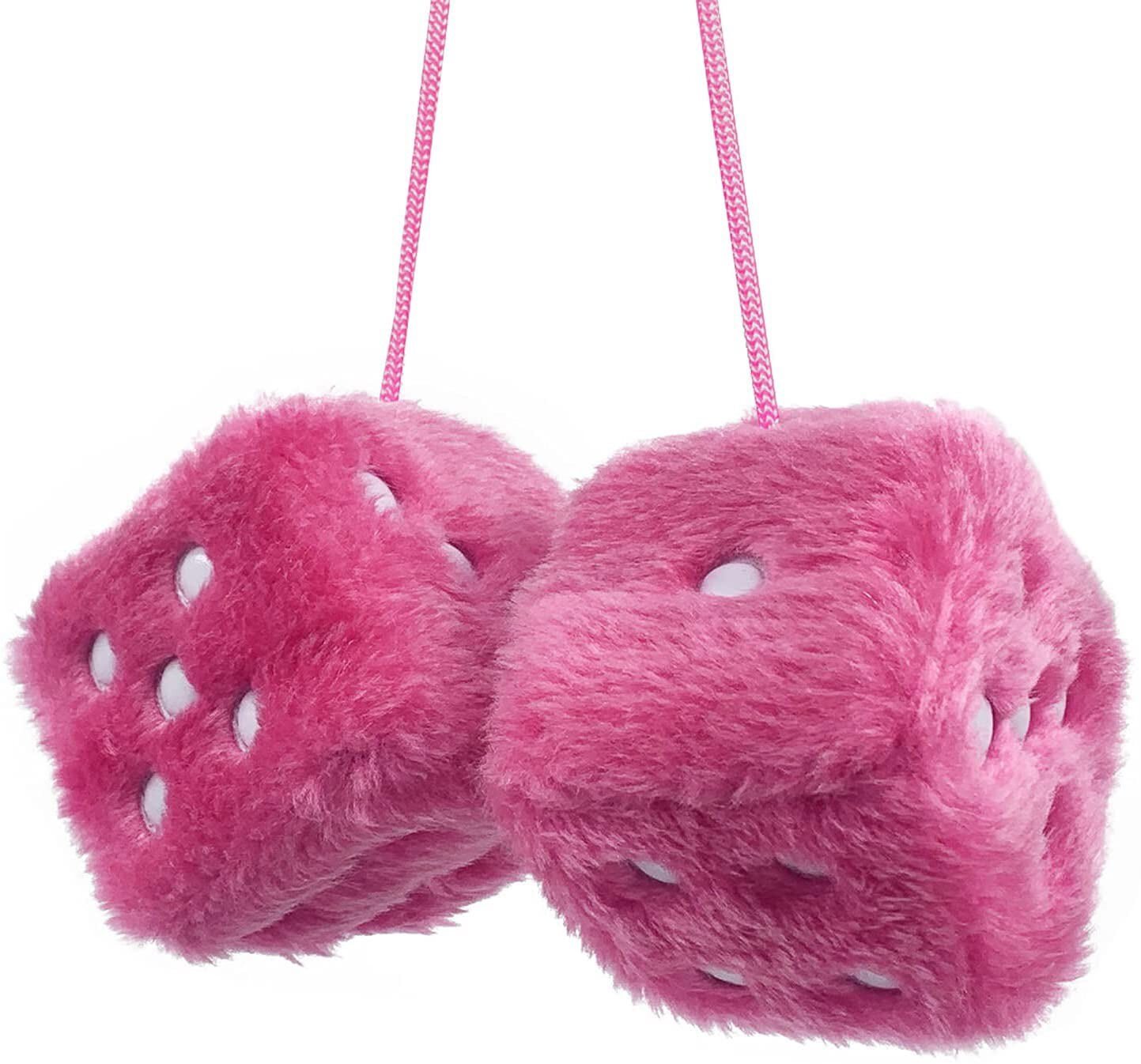 2.95¡± Fuzzy Plush Dice Retro Square Plush Hanging Mirror Fuzzy Dices Car Decor