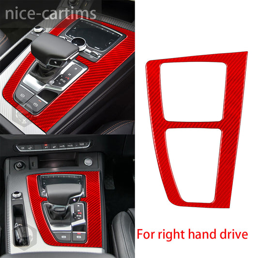 for Audi Q5 Q5L 2018+ RHD Central Control Gear Shift Panel Trim Red Carbon Fiber