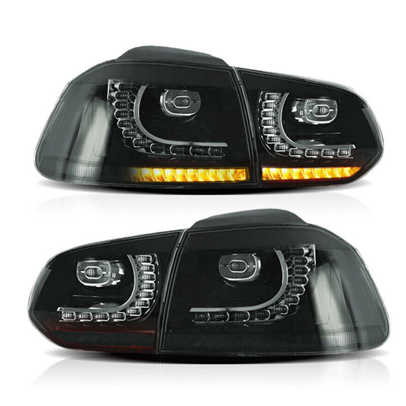 1. Dual LED taillights suitable for Volkswagen for Golf MK6 GTI R 2010-2013 fully smoked taillights.