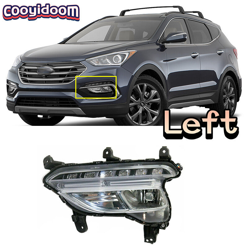 Left front fog light daytime running light applicable to 2016-2018 for Hyundai Santa Fe Sport.