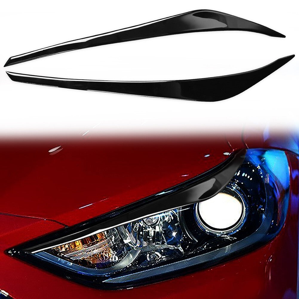 Eyelids Headlight Eyebrows Trim for Hyundai for Elantra 2016-2018 Glossy Black