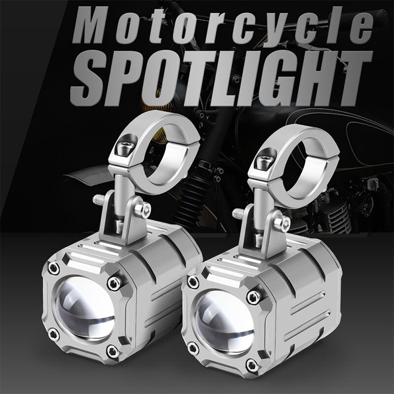 2X Yellow+White LED Spot Light Auxiliary Motorcycle Headlight Driving Fog Lamp