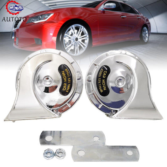 2pcs Chrome Super Loud Train Horn Waterproof 12V 300DB For Cars Truck SUV Boat