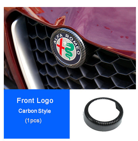 1-pack carbon fiber for Alfa Romeo Giulia front hood cap ring badge logo cover