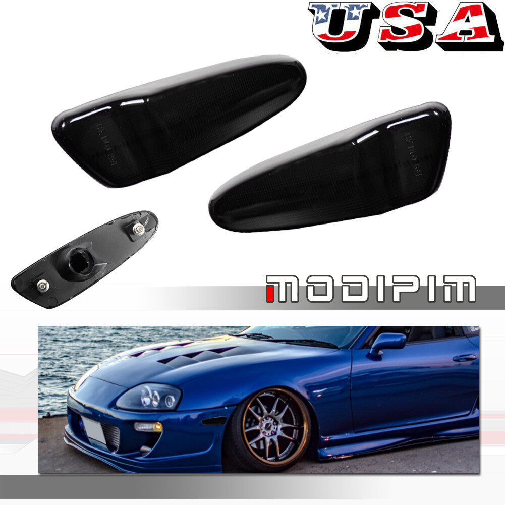 Smoked front bumper side marker light lens kit for 1997-1998 for Toyota Supra MK.4