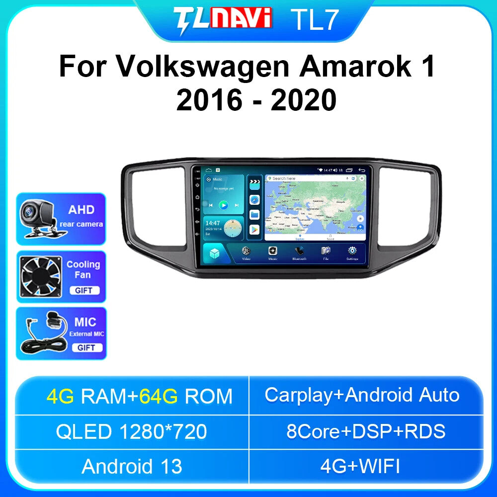 for Volkswagen Amarok 1 2016-2020 Car Radio CarPlay Multimedia Player GPS Screen