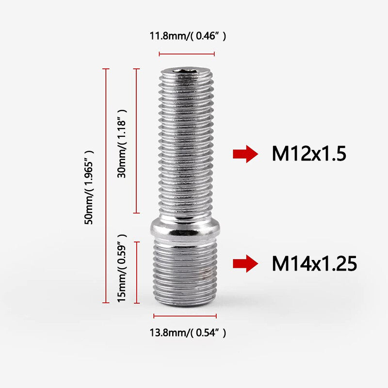 20¡ÁM141.25 to 12x1.5 extended wheel stud to high lug bolt screw adapter
