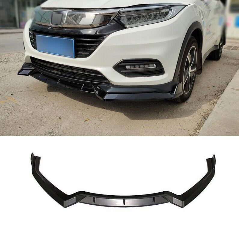 for Honda HR-V Vezel 2019-22 Bright Black Front Bumper Lip Spoiler Bodykit Refit