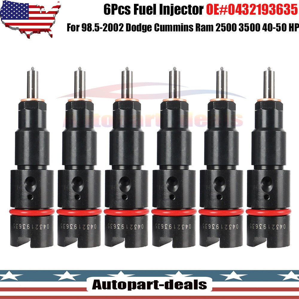 6X RV275 Injectors for Dodge for Ram 2500 3500 40-50 HP 98.5-02 0432193635