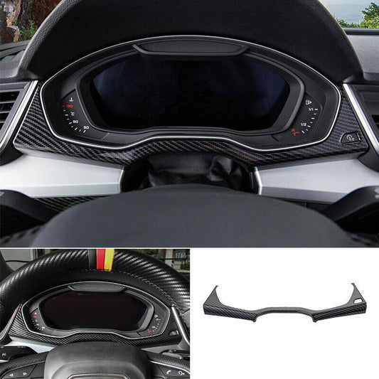 1P Carbon Fiber Textured Dashboard Frame Decor Cover Trim for Audi Q5 2018-2023
