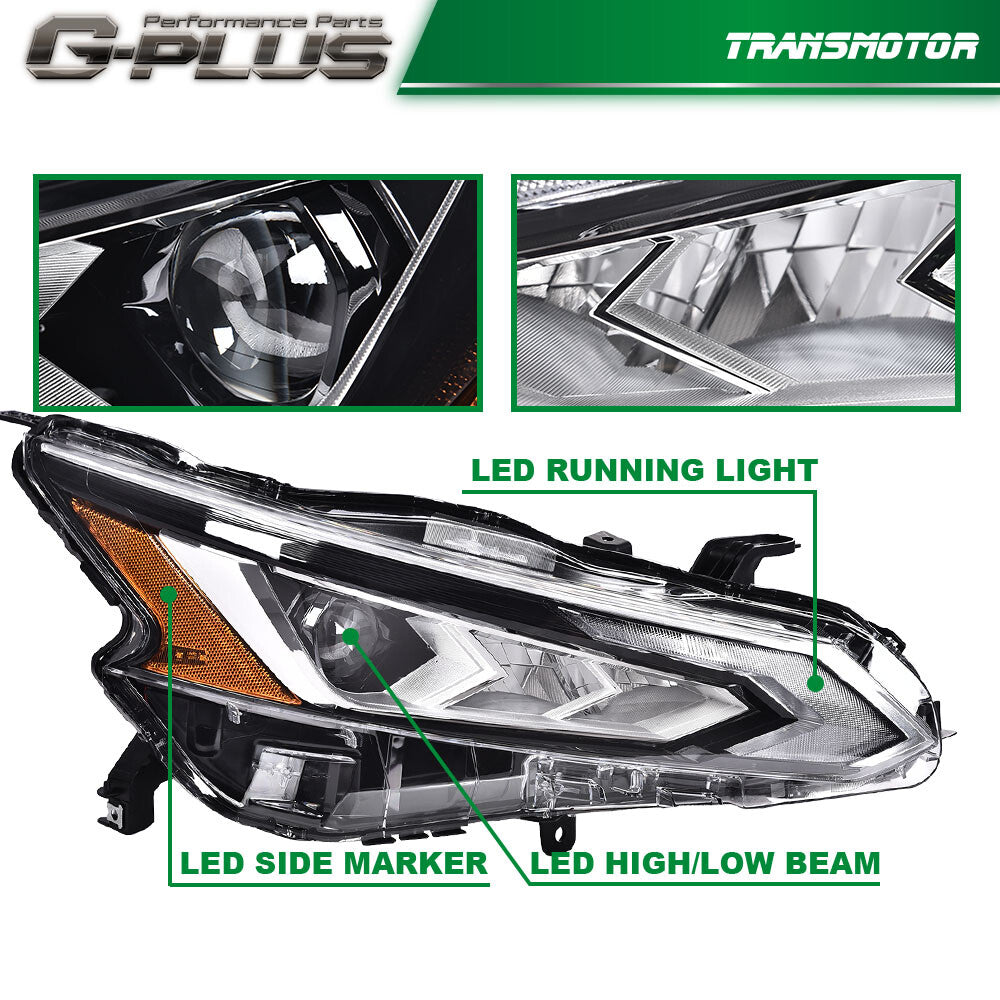 Suitable for 19-21 for Nissan Altima LED DRL projector headlights, passenger side.