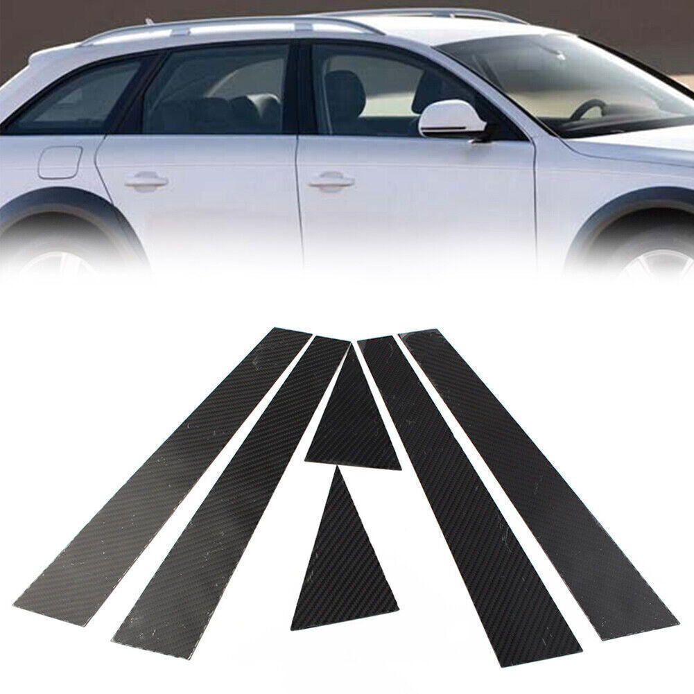 for Audi A4 B8 09-2016 Carbon Fiber Pillar Posts Door Window Molding Strip Trims
