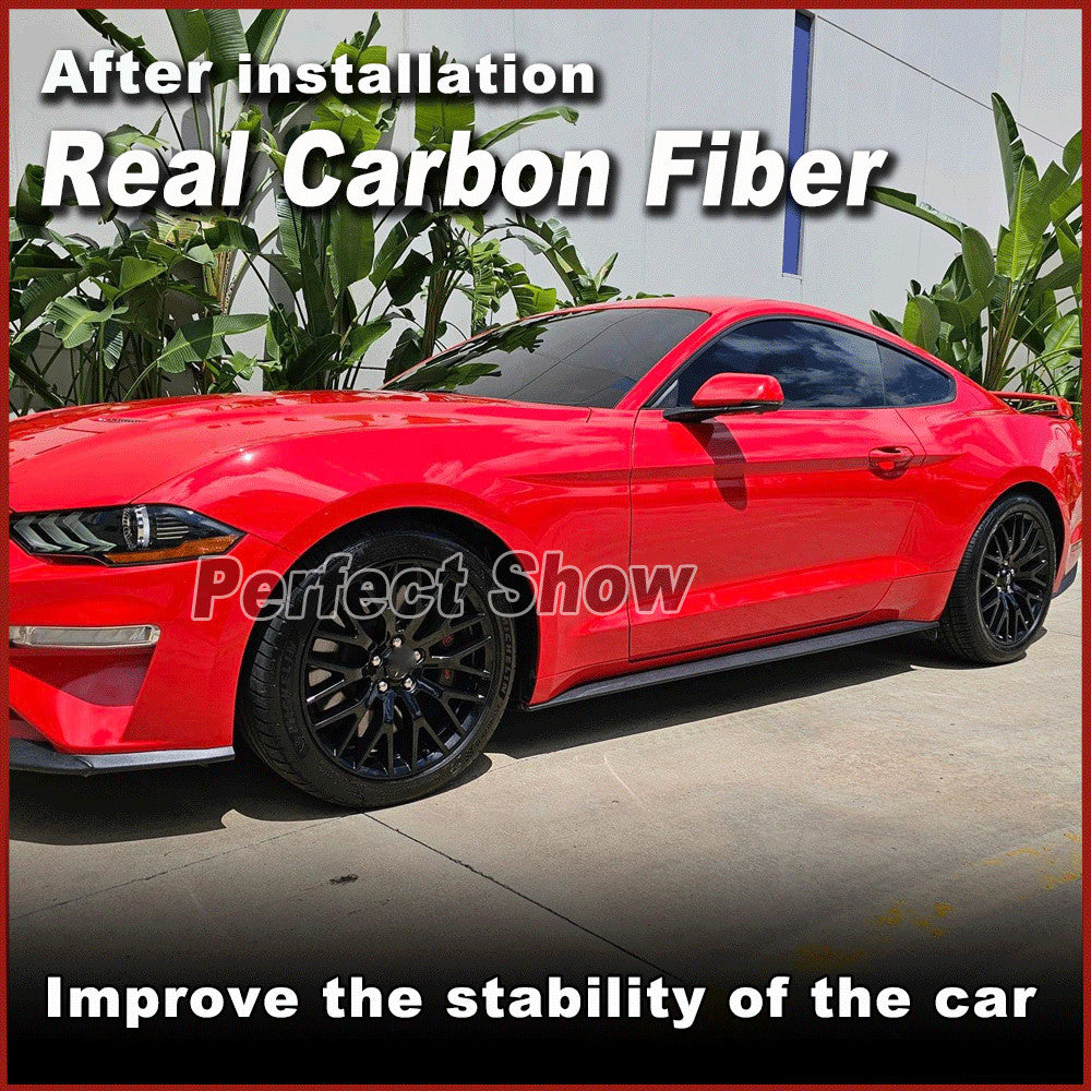 for Ford for Mustang GT 2015-22 Real Carbon Fiber Side Skirts Extension Lip Spoiler