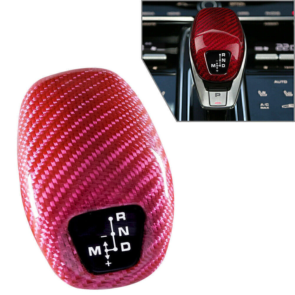 Pink Carbon Fiber Gear Shift Knob Cover Trim for Panamera 971 Chassis G2 17-2025