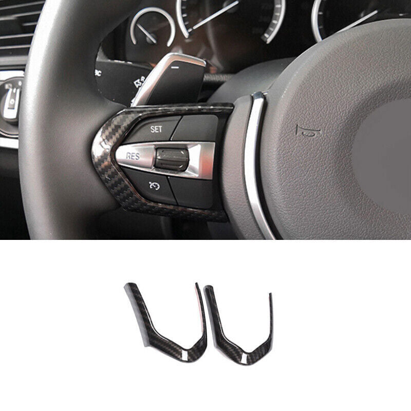 for BMW X5 X6 F15 2014-2018 ABS Carbon Fiber Steering Wheel Button Frame Trim 2P