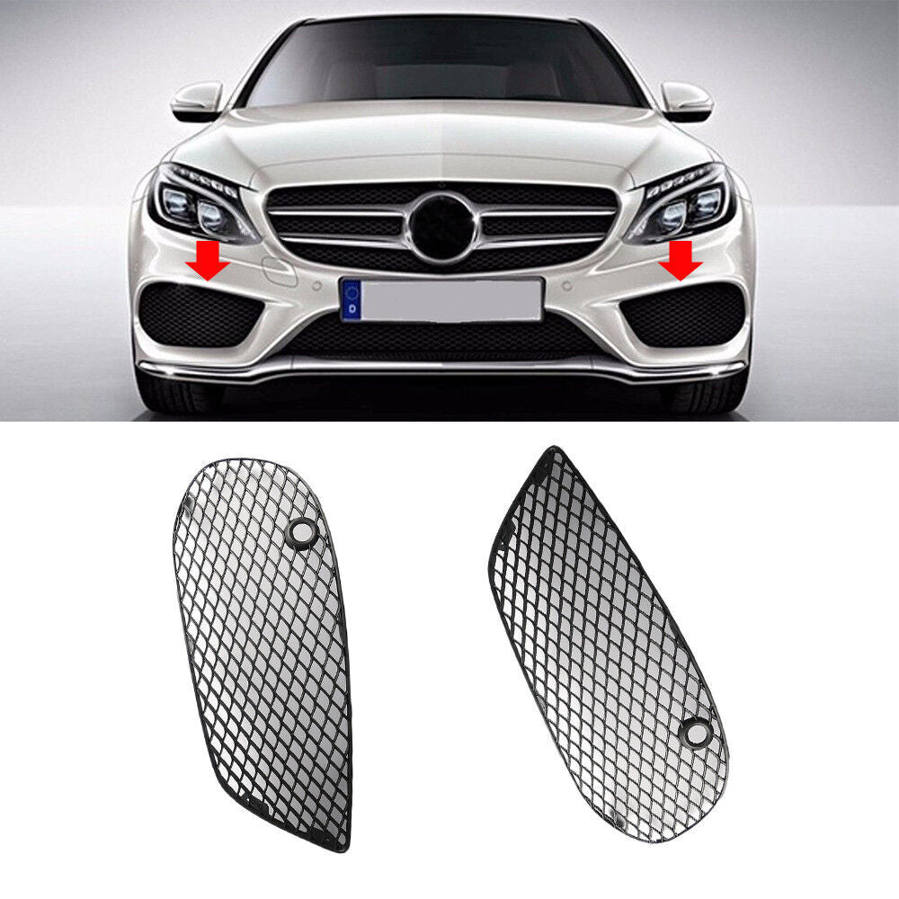 Left Right Bumper Fog Lamp Grille Cover Fit for Mercedes-Benz C300 2015-2016