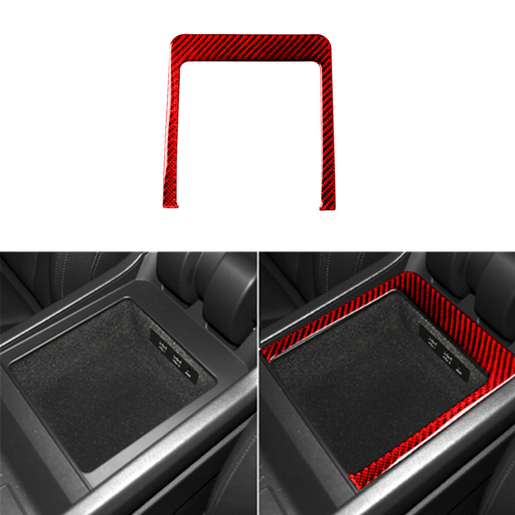 Red Carbon Fiber Interior Storage Box Panel Trim Cover Sticker for Audi Q7 16-19