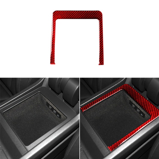 Red Carbon Fiber Interior Storage Box Panel Trim Cover Sticker for Audi Q7 16-19